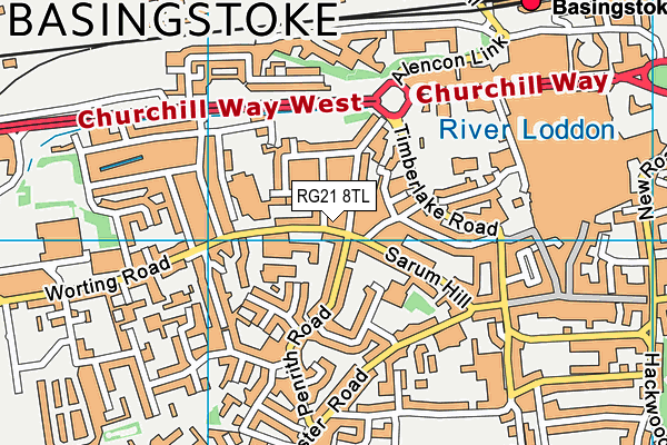 RG21 8TL map - OS VectorMap District (Ordnance Survey)