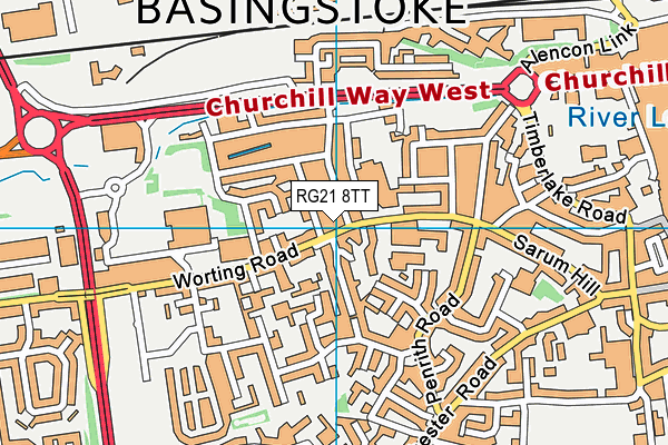 RG21 8TT map - OS VectorMap District (Ordnance Survey)