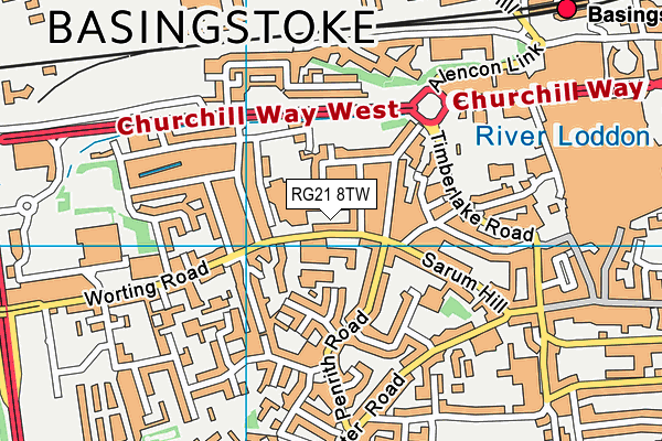 RG21 8TW map - OS VectorMap District (Ordnance Survey)