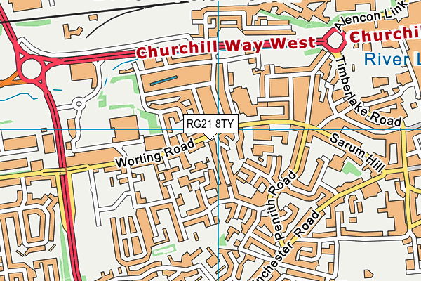 RG21 8TY map - OS VectorMap District (Ordnance Survey)