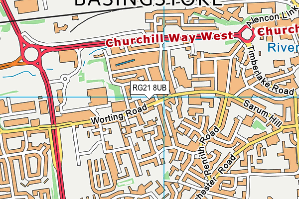 RG21 8UB map - OS VectorMap District (Ordnance Survey)
