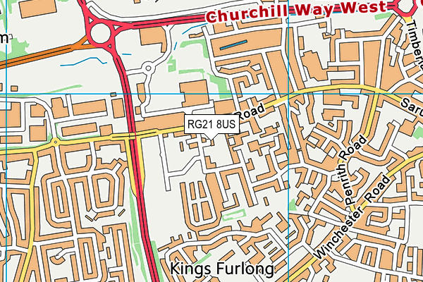 RG21 8US map - OS VectorMap District (Ordnance Survey)