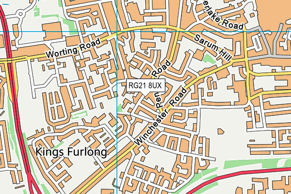 RG21 8UX map - OS VectorMap District (Ordnance Survey)