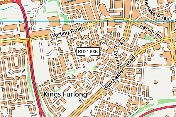 RG21 8XB map - OS VectorMap District (Ordnance Survey)