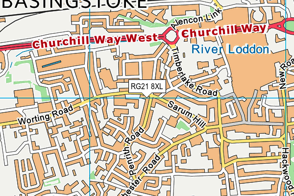 RG21 8XL map - OS VectorMap District (Ordnance Survey)