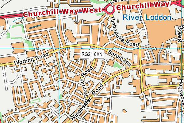 RG21 8XN map - OS VectorMap District (Ordnance Survey)