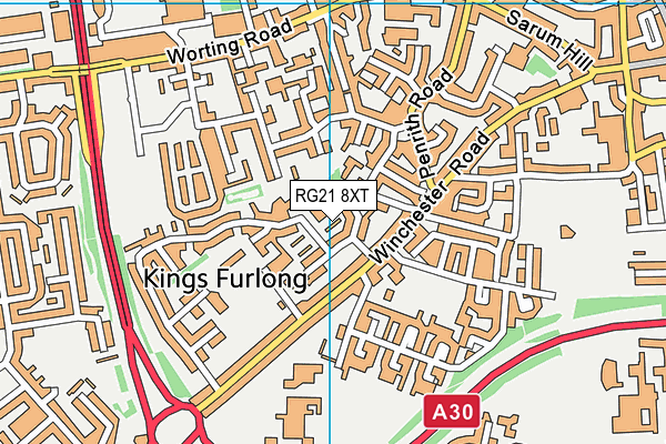 RG21 8XT map - OS VectorMap District (Ordnance Survey)