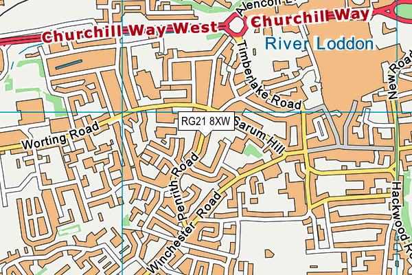 RG21 8XW map - OS VectorMap District (Ordnance Survey)