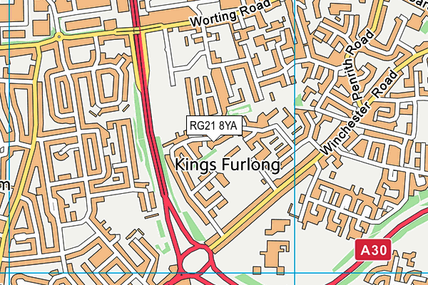 RG21 8YA map - OS VectorMap District (Ordnance Survey)