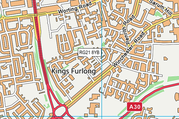 RG21 8YB map - OS VectorMap District (Ordnance Survey)