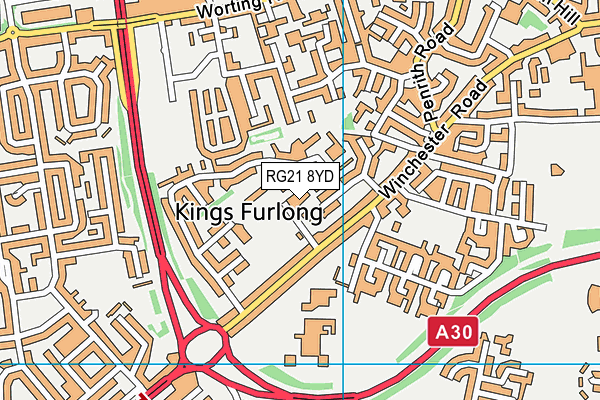 RG21 8YD map - OS VectorMap District (Ordnance Survey)