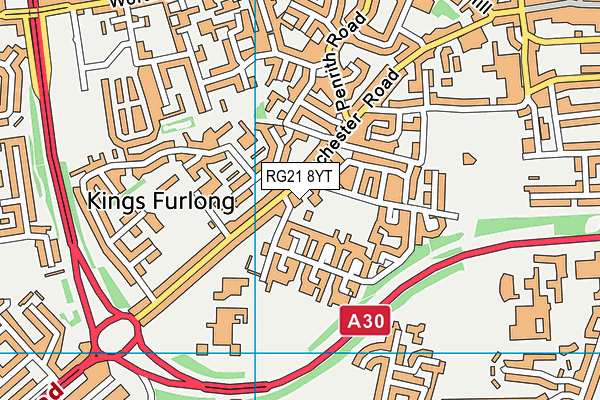 RG21 8YT map - OS VectorMap District (Ordnance Survey)