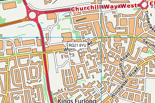 RG21 8YU map - OS VectorMap District (Ordnance Survey)