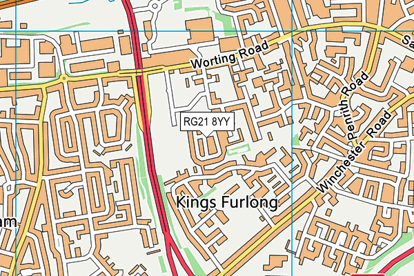 RG21 8YY map - OS VectorMap District (Ordnance Survey)