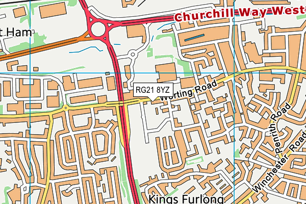 RG21 8YZ map - OS VectorMap District (Ordnance Survey)