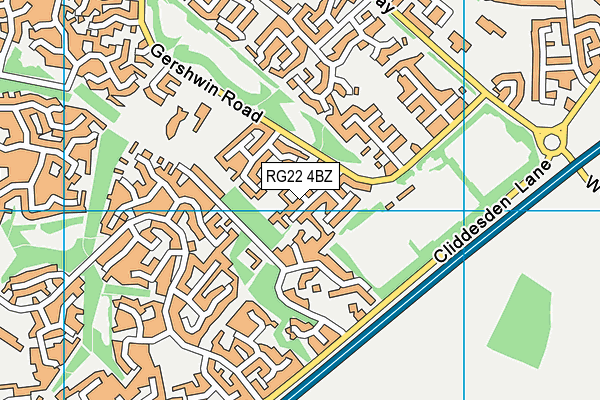 RG22 4BZ map - OS VectorMap District (Ordnance Survey)