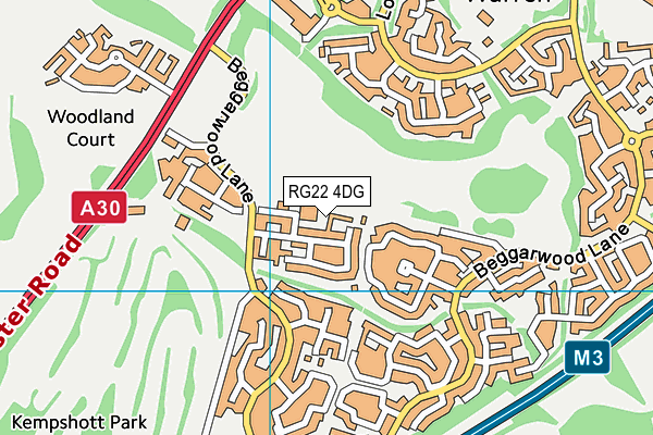 RG22 4DG map - OS VectorMap District (Ordnance Survey)