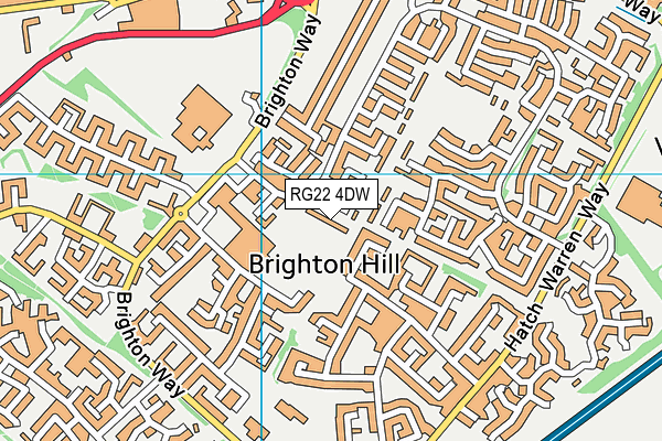 RG22 4DW map - OS VectorMap District (Ordnance Survey)