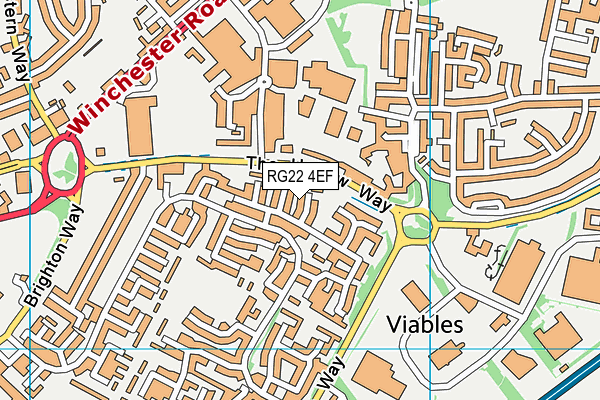 RG22 4EF map - OS VectorMap District (Ordnance Survey)