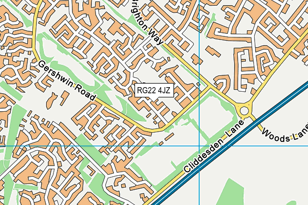 RG22 4JZ map - OS VectorMap District (Ordnance Survey)