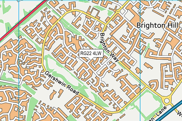 RG22 4LW map - OS VectorMap District (Ordnance Survey)