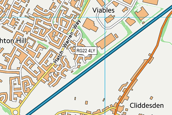 RG22 4LY map - OS VectorMap District (Ordnance Survey)