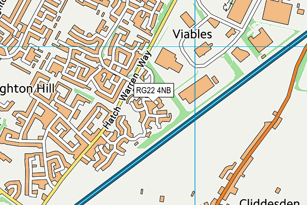 RG22 4NB map - OS VectorMap District (Ordnance Survey)