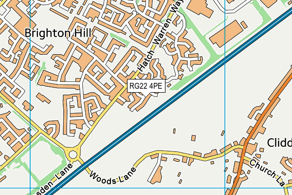 RG22 4PE map - OS VectorMap District (Ordnance Survey)