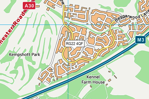 RG22 4QF map - OS VectorMap District (Ordnance Survey)