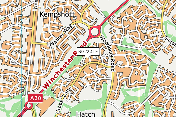 RG22 4TF map - OS VectorMap District (Ordnance Survey)