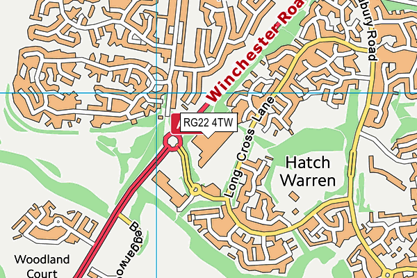 RG22 4TW map - OS VectorMap District (Ordnance Survey)