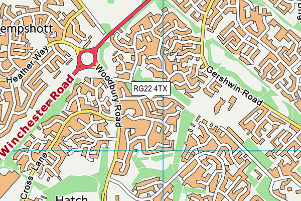 RG22 4TX map - OS VectorMap District (Ordnance Survey)
