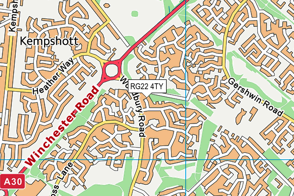 RG22 4TY map - OS VectorMap District (Ordnance Survey)