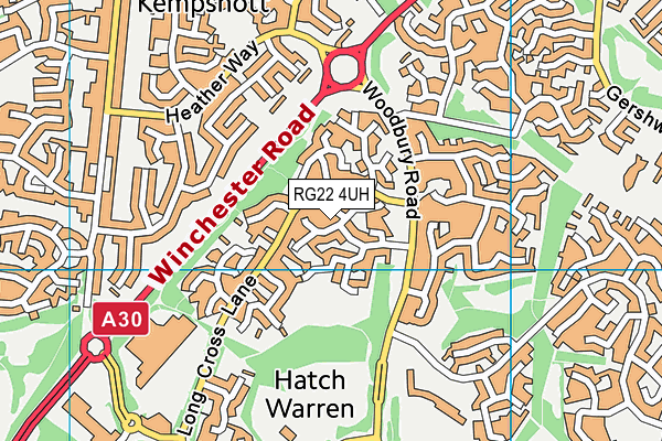 RG22 4UH map - OS VectorMap District (Ordnance Survey)