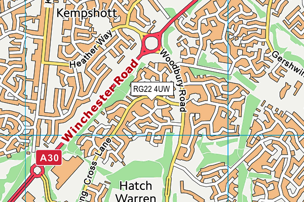 RG22 4UW map - OS VectorMap District (Ordnance Survey)