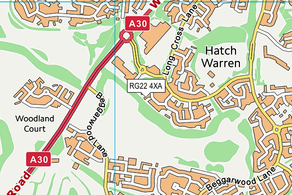 RG22 4XA map - OS VectorMap District (Ordnance Survey)