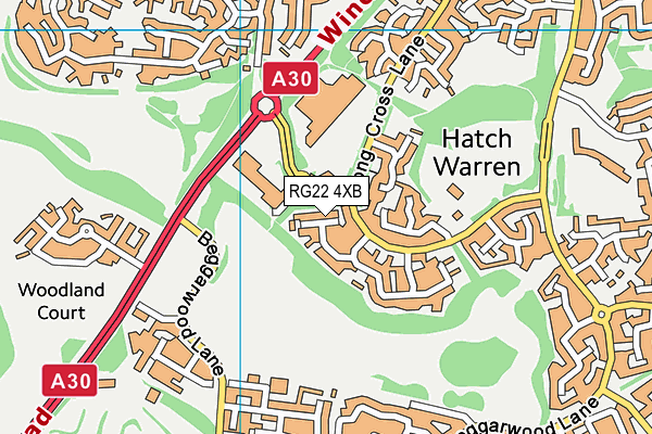 RG22 4XB map - OS VectorMap District (Ordnance Survey)