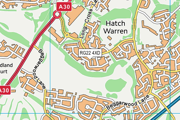 RG22 4XD map - OS VectorMap District (Ordnance Survey)