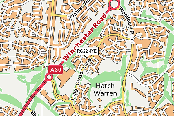 RG22 4YE map - OS VectorMap District (Ordnance Survey)