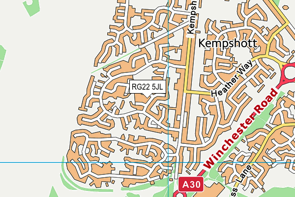 RG22 5JL map - OS VectorMap District (Ordnance Survey)