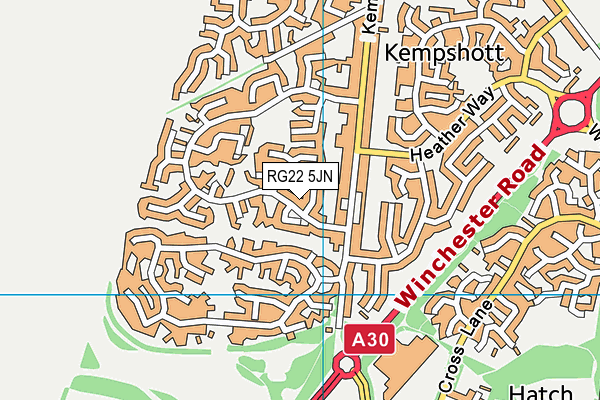 RG22 5JN map - OS VectorMap District (Ordnance Survey)