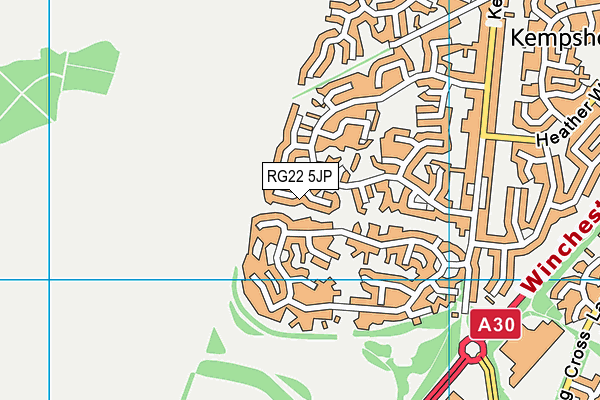 RG22 5JP map - OS VectorMap District (Ordnance Survey)