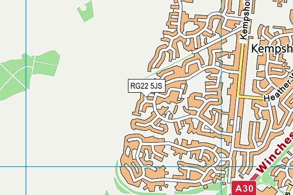 RG22 5JS map - OS VectorMap District (Ordnance Survey)