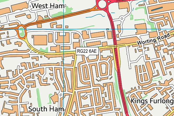 RG22 6AE map - OS VectorMap District (Ordnance Survey)
