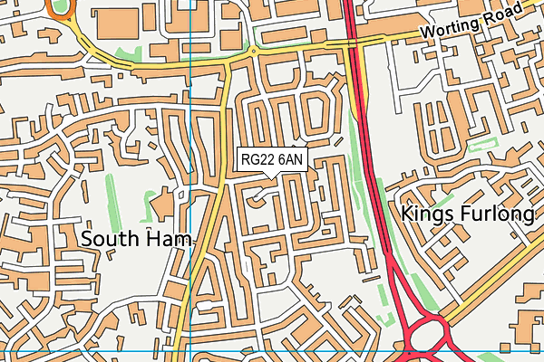 RG22 6AN map - OS VectorMap District (Ordnance Survey)