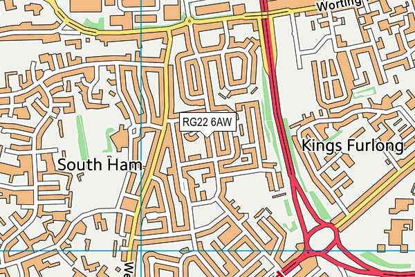 RG22 6AW map - OS VectorMap District (Ordnance Survey)