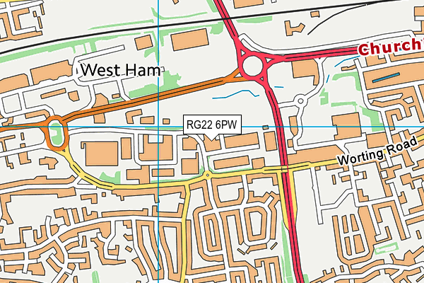 RG22 6PW map - OS VectorMap District (Ordnance Survey)
