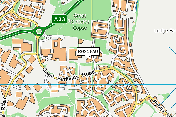 RG24 8AU map - OS VectorMap District (Ordnance Survey)