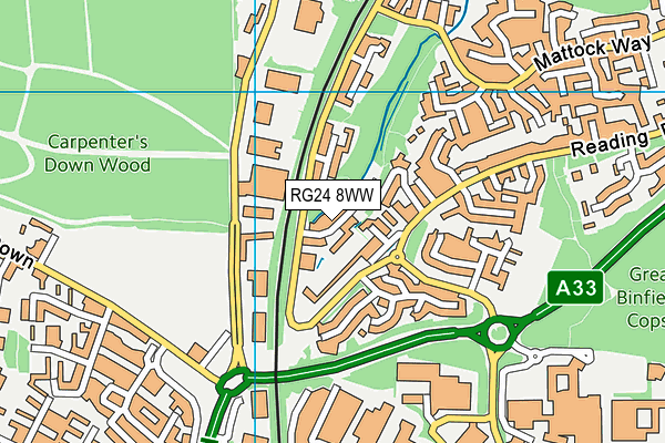 RG24 8WW map - OS VectorMap District (Ordnance Survey)