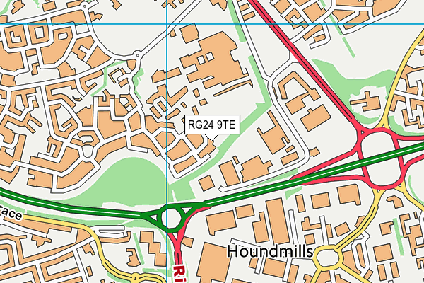 RG24 9TE map - OS VectorMap District (Ordnance Survey)